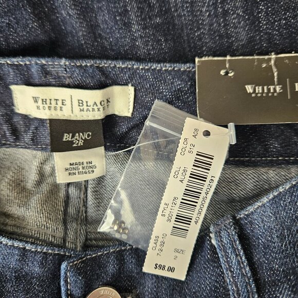 White House Black Market Womens Blanc 2R Universal Fit Bootcut Blue Jeans Classy - Picture 8 of 12